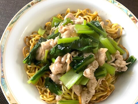 豚肉と小松菜のあんかけ焼きそば☆減塩シンプル簡単